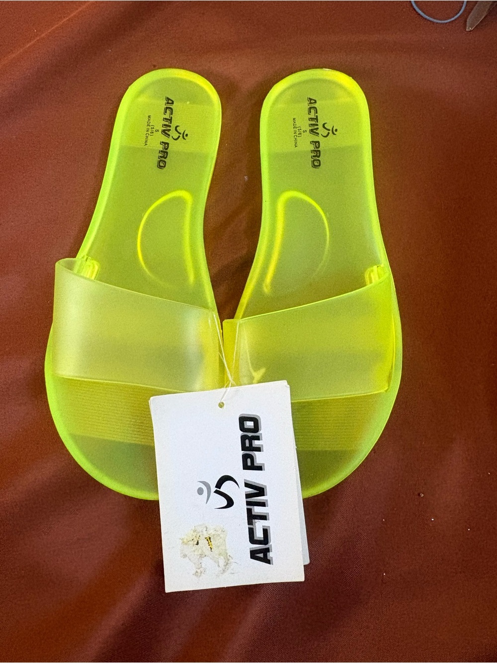 New with tag Women’s Neon Yellow Slide Sandals size 5-6